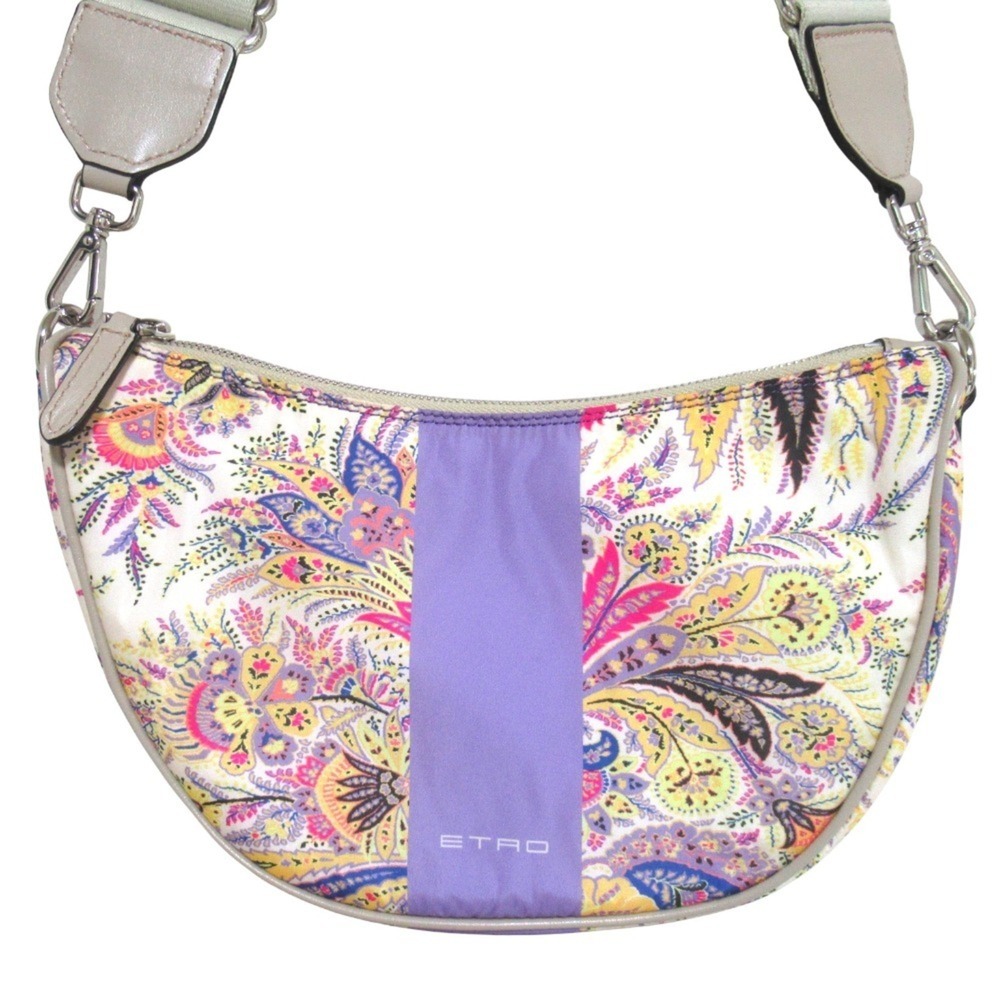 ETRO Paisley Print Nylon Shoulder Bag 1N396 Beige Multicolor Women's